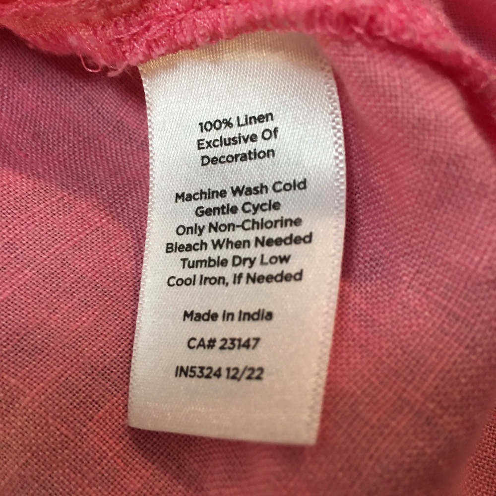 Talbots Linen Tank Top Women Medium Pink Pleated Henley Sleeveless Blouse - Picture 4 of 8